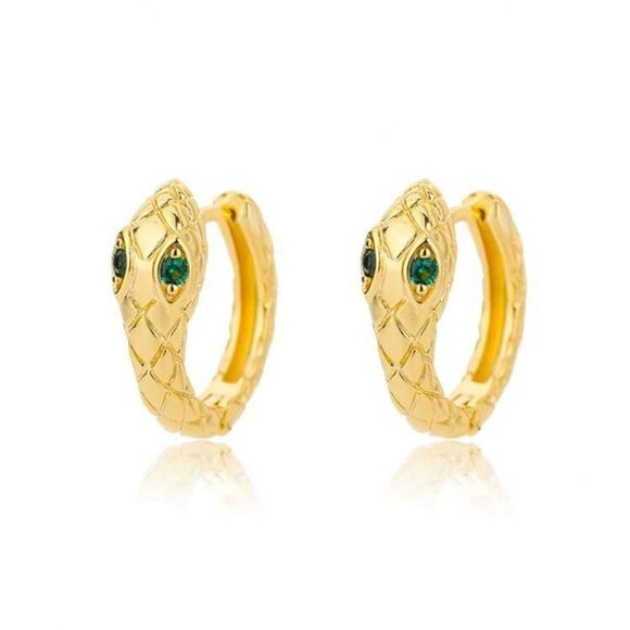 Gold Snake Hoop Earrings A1352 - Picture 1 of 3